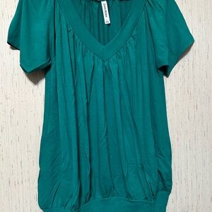 Zenana Outfitters Teal V-Neck Short Sleeve Top
